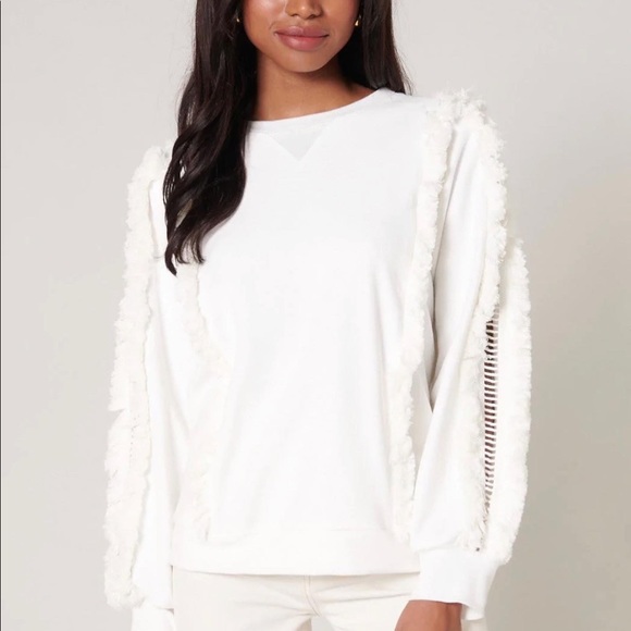 Sugar Lips white Houston Fringed Sweatshirt - Picture 1 of 5